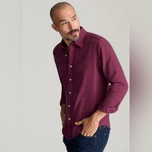 Untuckit Men's Button Dress Shirt XL Red Maroon 100% Cotton Sherwood Long Sleeve